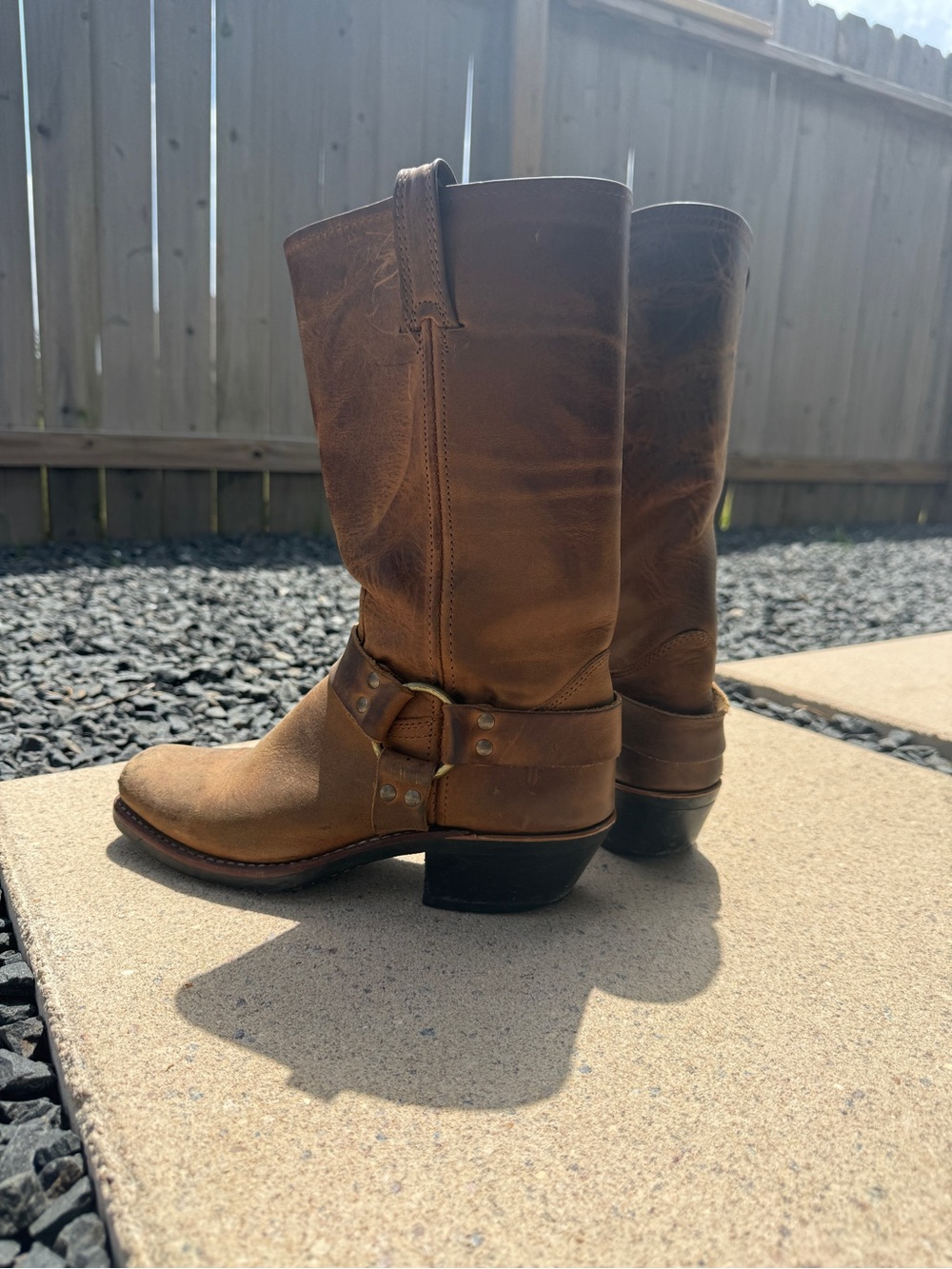 Frye 12r Brown Leather Harness Cowboy Boots - Picture 9 of 9